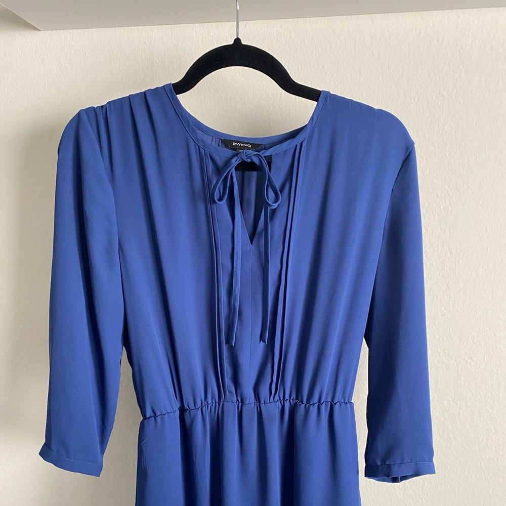RW&Co blue chiffon work dress